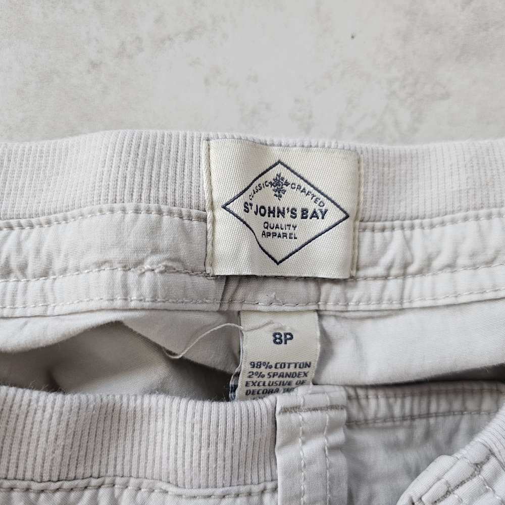 LIKE NEW St. John's Bay Moonbeam Cargo Shorts with Floral Embroidery - Picture 2 of 3
